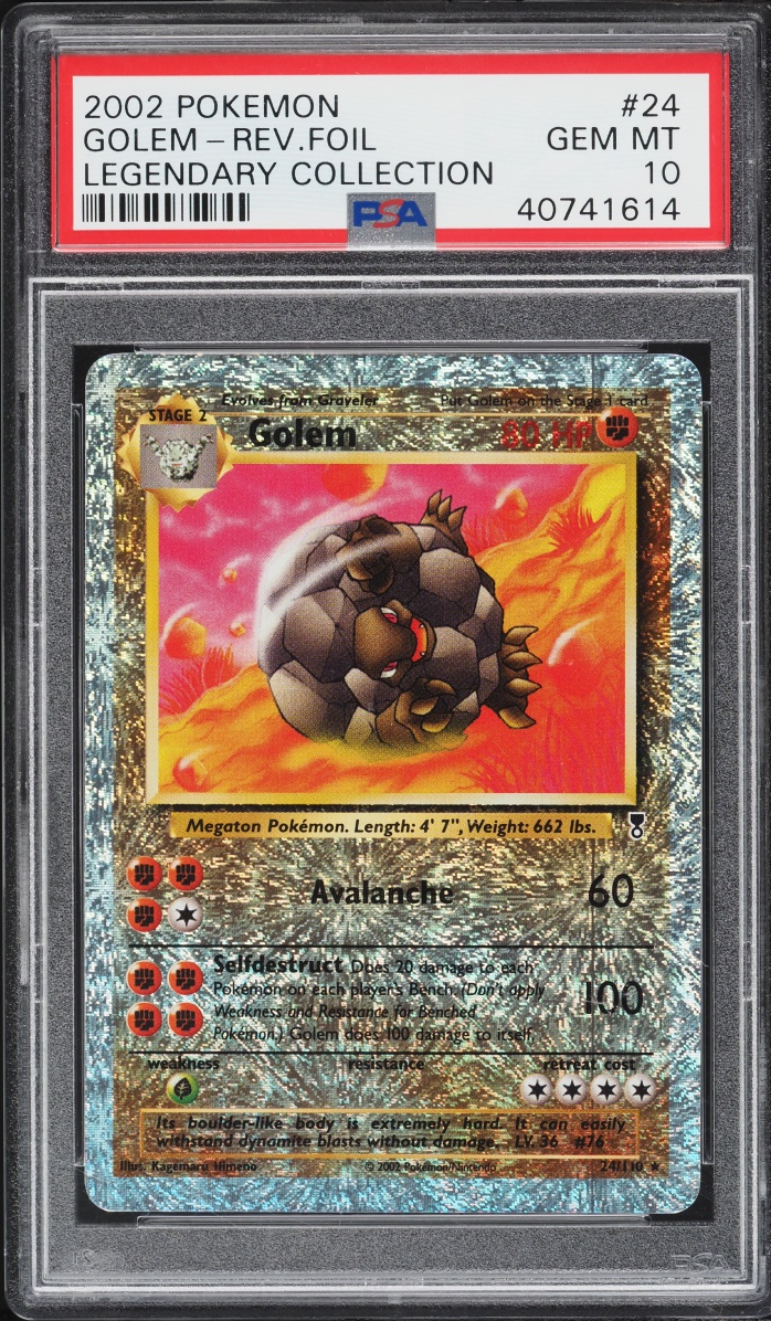 2002 Pokemon Legendary Collection Reverse Holo Golem #24 PSA 10 GEM MINT