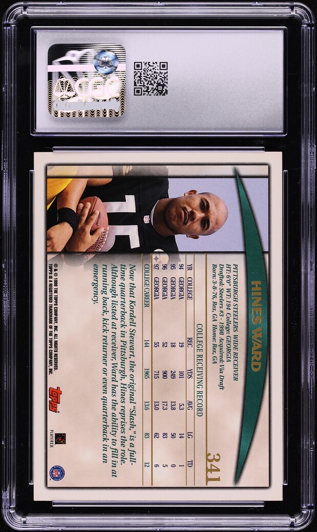 1998 Topps Football Hines Ward ROOKIE #341 CGC 9 MINT