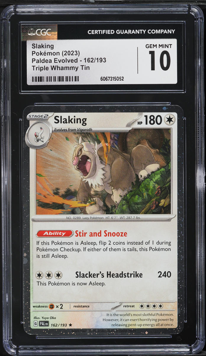 2023 Pokemon SV Paldea Evolved Triple Whammy Tin Slaking #162 CGC 10 GEM MINT
