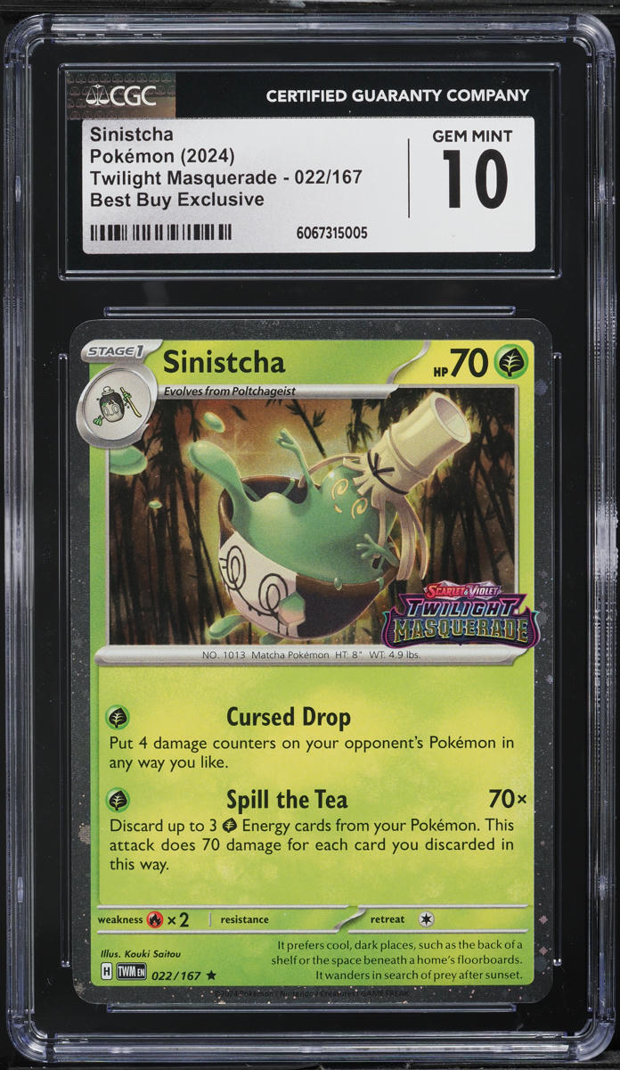 2024 Pokemon SV Twilight Masquerade Best Buy Exclusive Sinistcha #22 CGC 10 GEM MINT