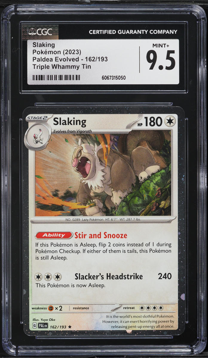 2023 Pokemon SV Paldea Evolved Triple Whammy Tin Slaking #162 CGC 9.5 MINT+