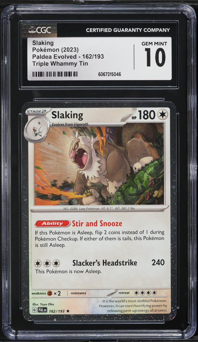 2023 Pokemon SV Paldea Evolved Triple Whammy Tin Slaking #162 CGC 10 GEM MINT