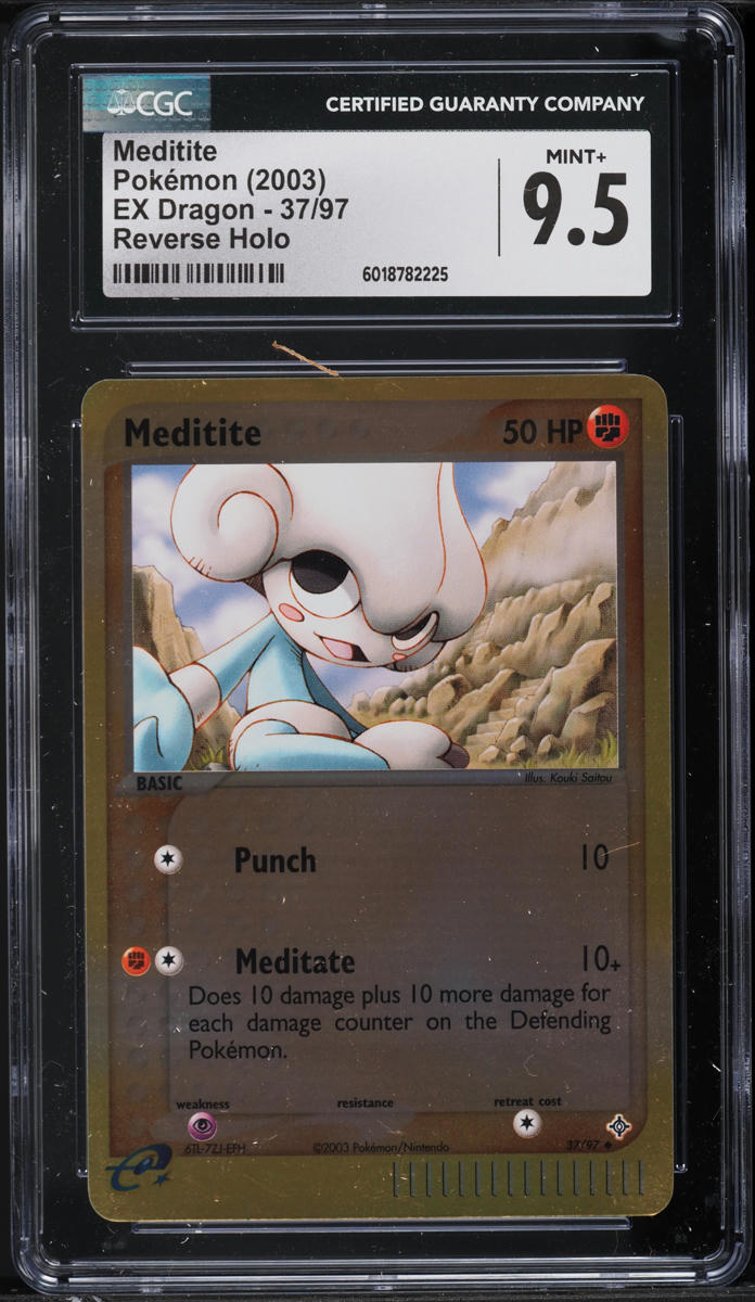 2003 Pokemon EX Dragon Reverse Holo Meditite #37 CGC 9.5 MINT+