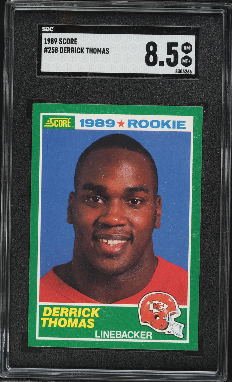 1989 Score Football Derrick Thomas ROOKIE #258 SGC 8.5 NM-MT+