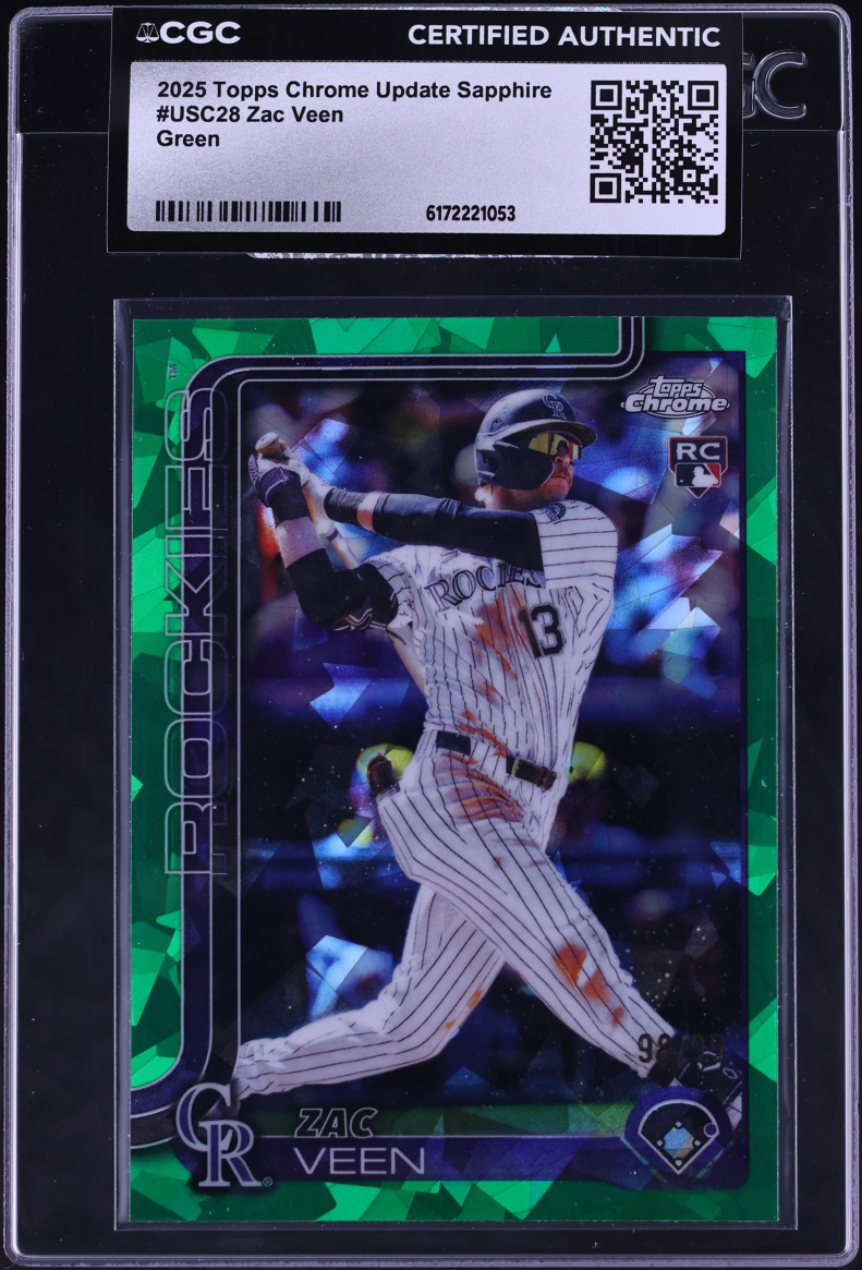 2025 Topps Chrome Update Sapphire Green Zac Veen ROOKIE /99 #USC28 CGC AUTH