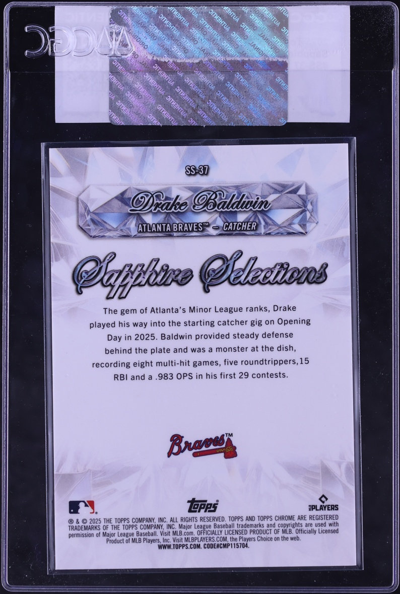 2025 Topps Chrome Update Sapphire Selections Drake Baldwin ROOKIE #SS-37 CGC AUTH