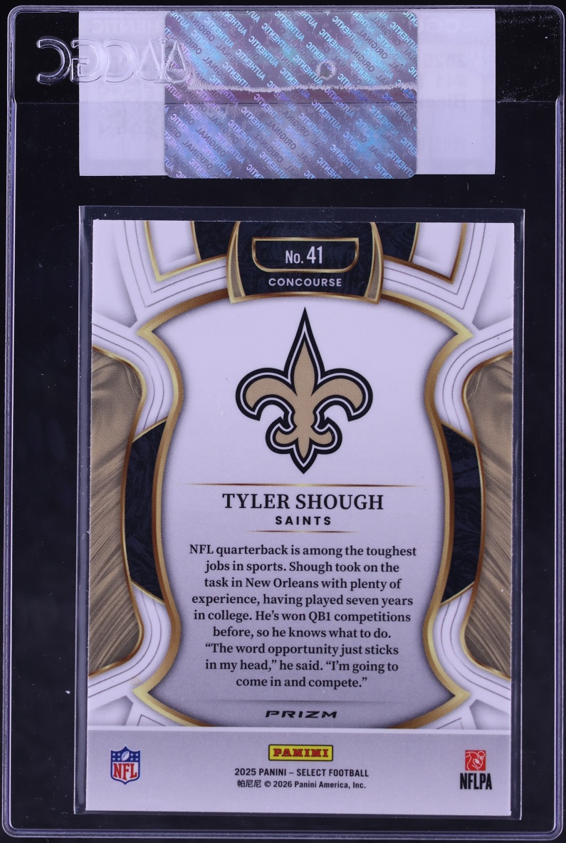 2025 Select Concourse Black & Red Shock Tyler Shough ROOKIE #41 CGC AUTH
