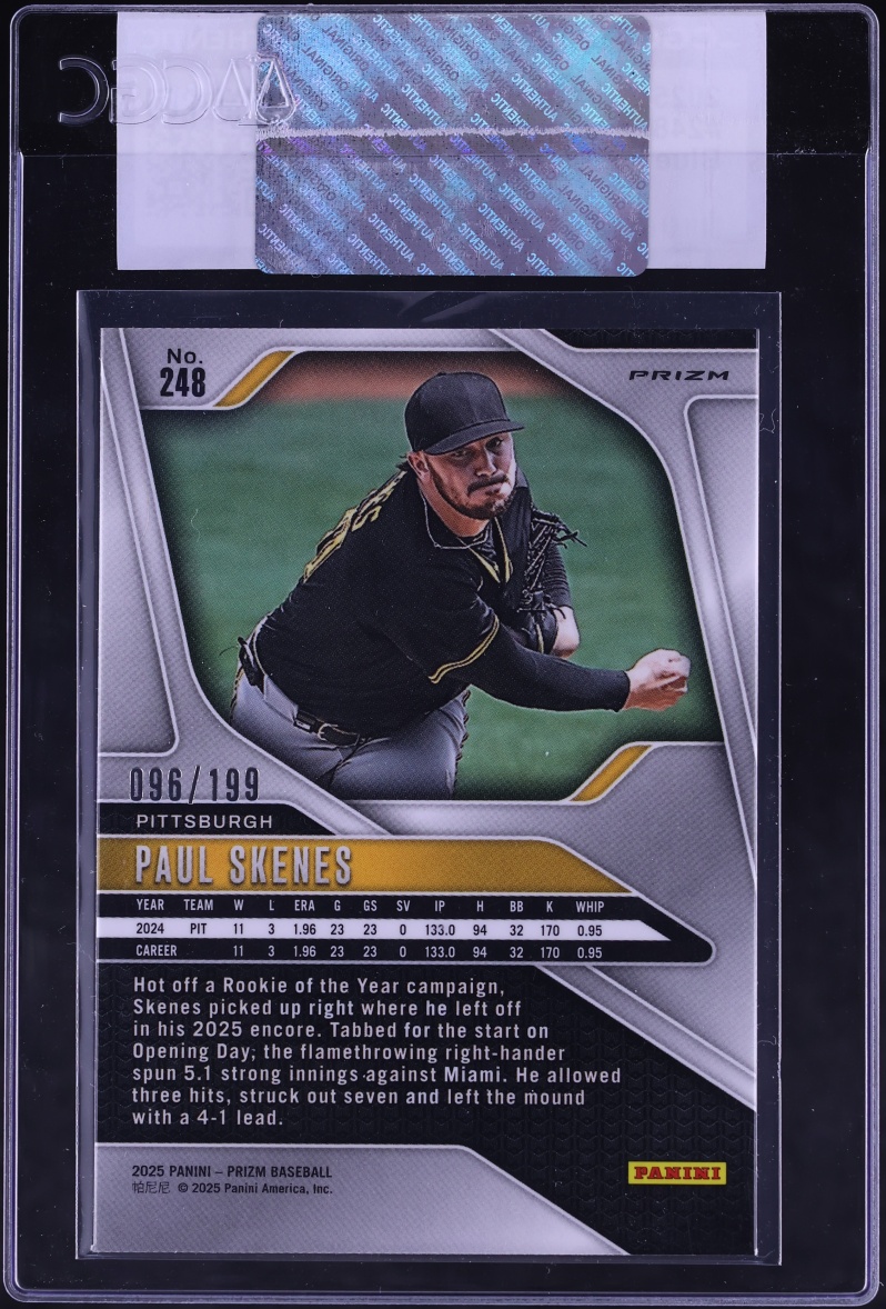 2025 Panini Prizm Blue Paul Skenes /199 #248 CGC AUTH