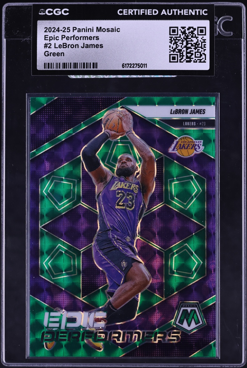 2024 Panini Mosaic Epic Performers Green LeBron James #2 CGC AUTH