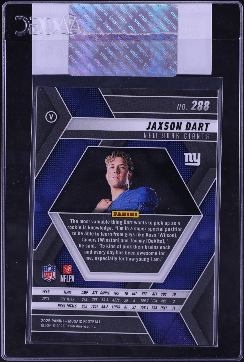 2025 Panini Mosaic Variation Jaxson Dart ROOKIE #288 CGC AUTH