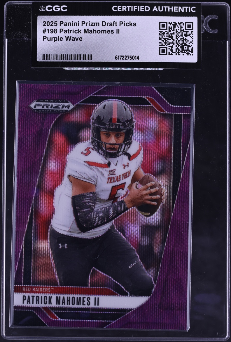 2025 Panini Prizm Draft Picks Purple Wave Patrick Mahomes II #198 CGC AUTH