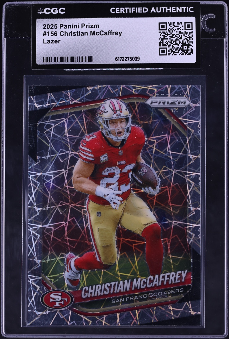 2025 Panini Prizm Lazer Christian McCaffrey #156 CGC AUTH
