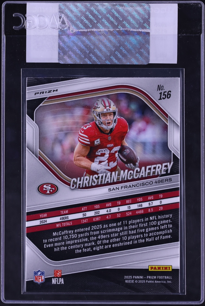 2025 Panini Prizm Lazer Christian McCaffrey #156 CGC AUTH