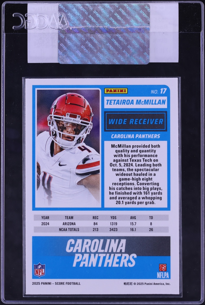 2025 Score Stars Tetairoa McMillan ROOKIE /499 #17 CGC AUTH