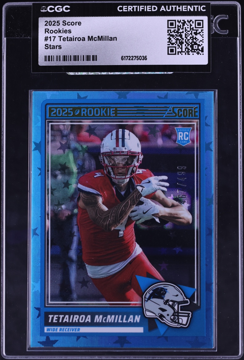 2025 Score Stars Tetairoa McMillan ROOKIE /499 #17 CGC AUTH