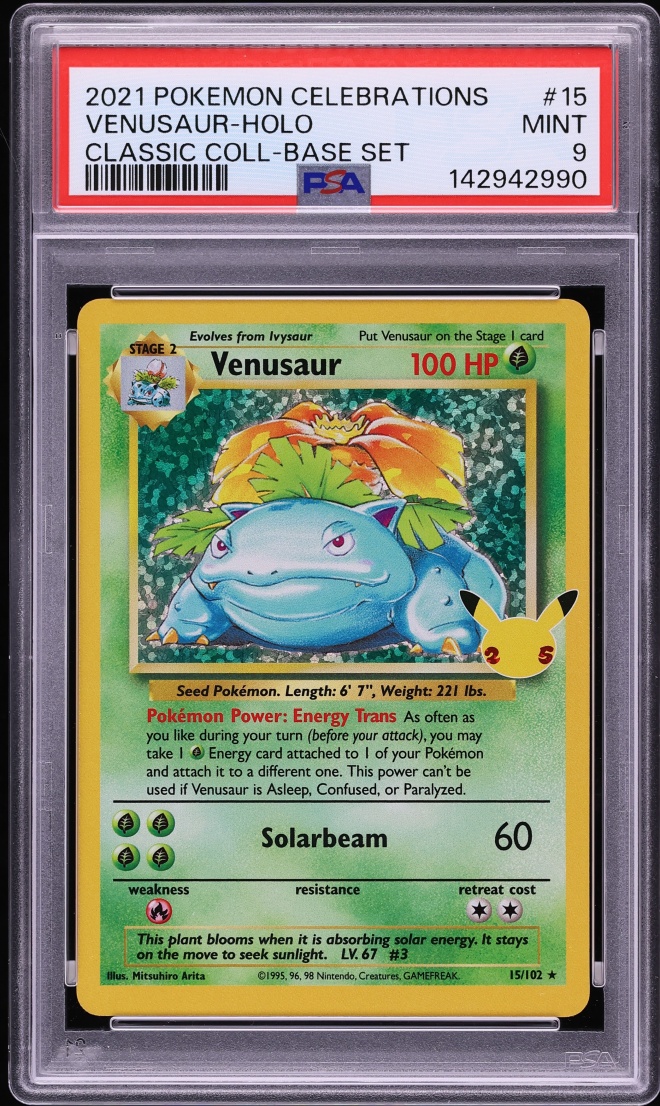 2021 Pokemon Sword & Shield Celebrations Classic Collection Holo Venusaur #15 PSA 9 MINT