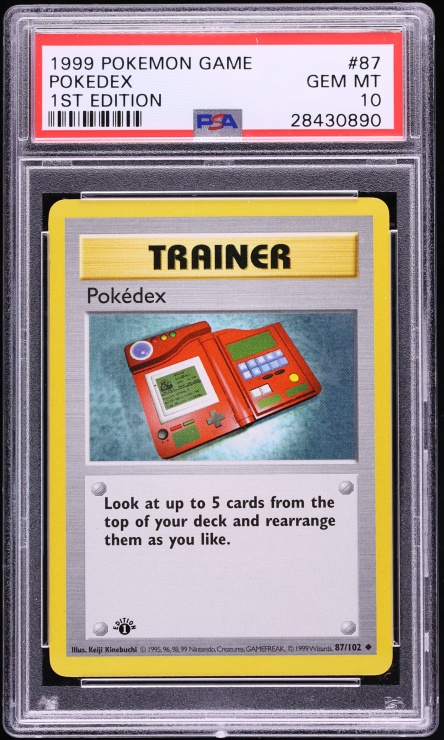 1999 Pokemon Base Set Shadowless 1st Edition Pokedex #87 PSA 10 GEM MINT