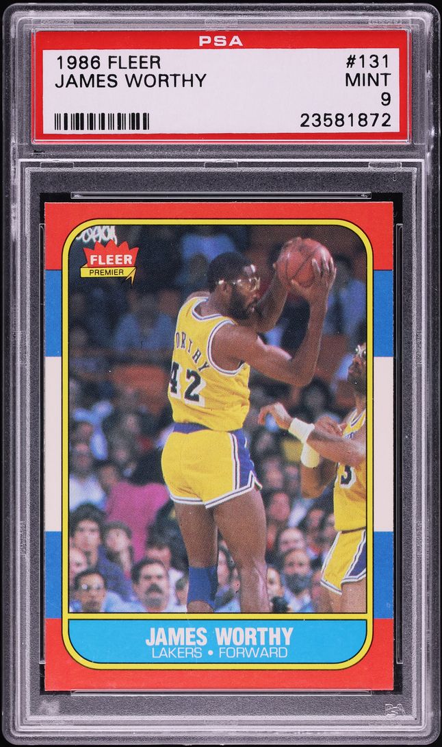 1986 Fleer Basketball James Worthy ROOKIE #131 PSA 9 MINT