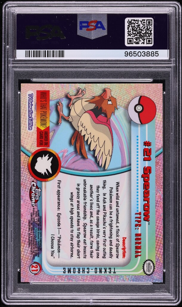 2000 Topps Chrome Pokemon Series 1 Tekno Spearow #21 PSA 9 MINT