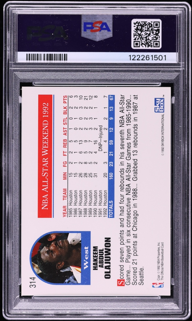1992 Hoops Hakeem Olajuwon #314 PSA 8 NM-MT