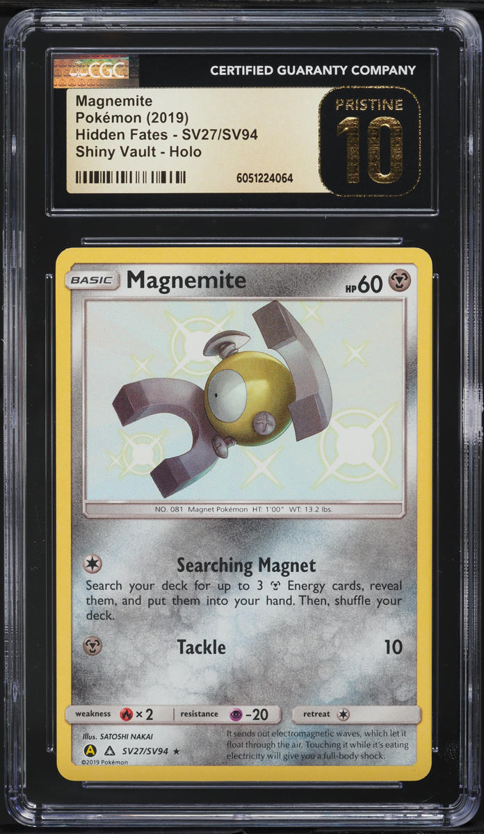 2019 Pokemon Sun & Moon Hidden Fates Shiny Magnemite #SV27 CGC 10 PRISTINE