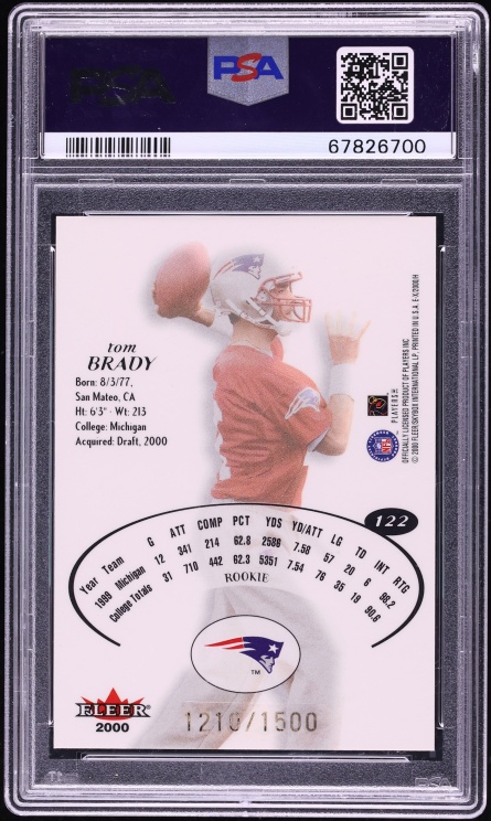 2000 Fleer E-X Tom Brady ROOKIE /1500 #122 PSA 9 MINT - Photo 2