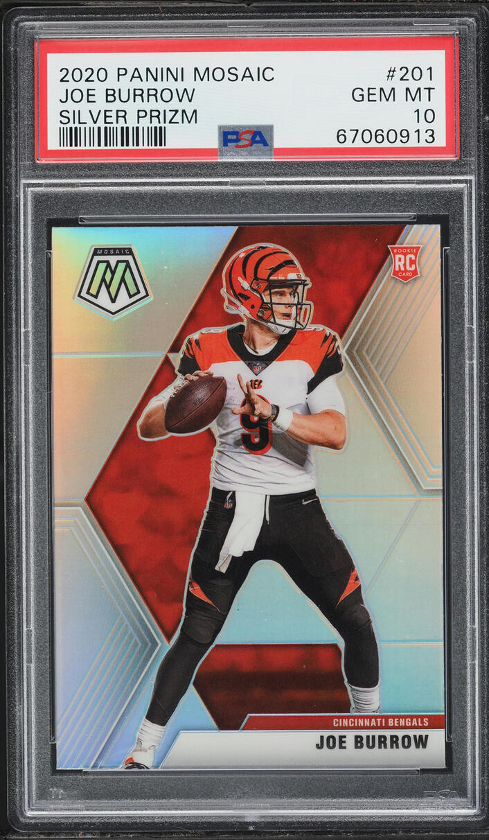2020 Panini Mosaic Silver Prizm Joe Burrow ROOKIE #201 PSA 10 GEM MINT - Photo 1