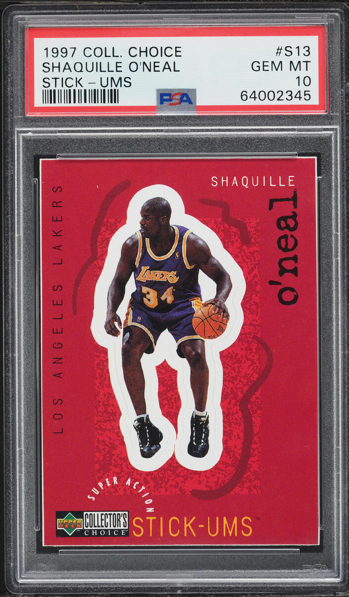 1997 Collector's Choice Stick-Ums 1 Shaquille O'Neal #S13 PSA 10 GEM MINT - Photo 1