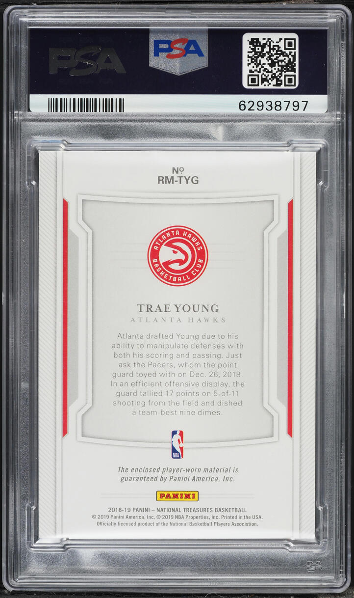 2018 National Treasures Materials Trae Young ROOKIE PATCH /99 #RM-TYG PSA 10 GEM MINT - Photo 2