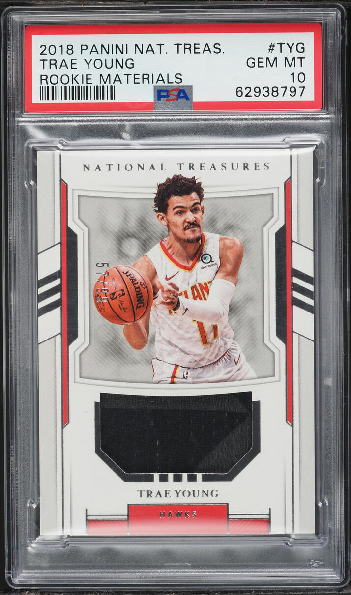 2018 National Treasures Materials Trae Young ROOKIE PATCH /99 #RM-TYG PSA 10 GEM MINT - Photo 1