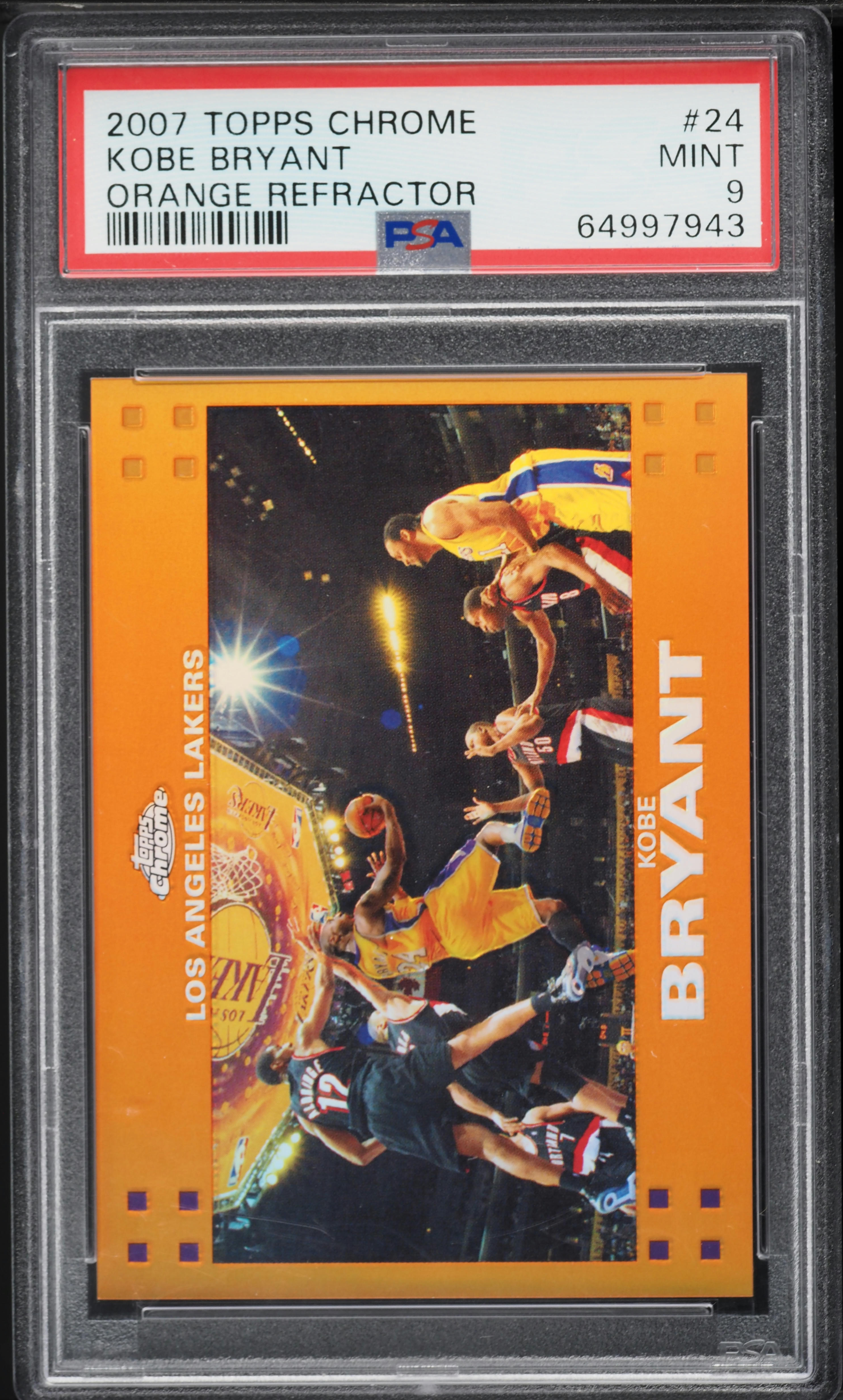 2007 Topps Chrome Orange Refractor Kobe Bryant /199 #24 PSA