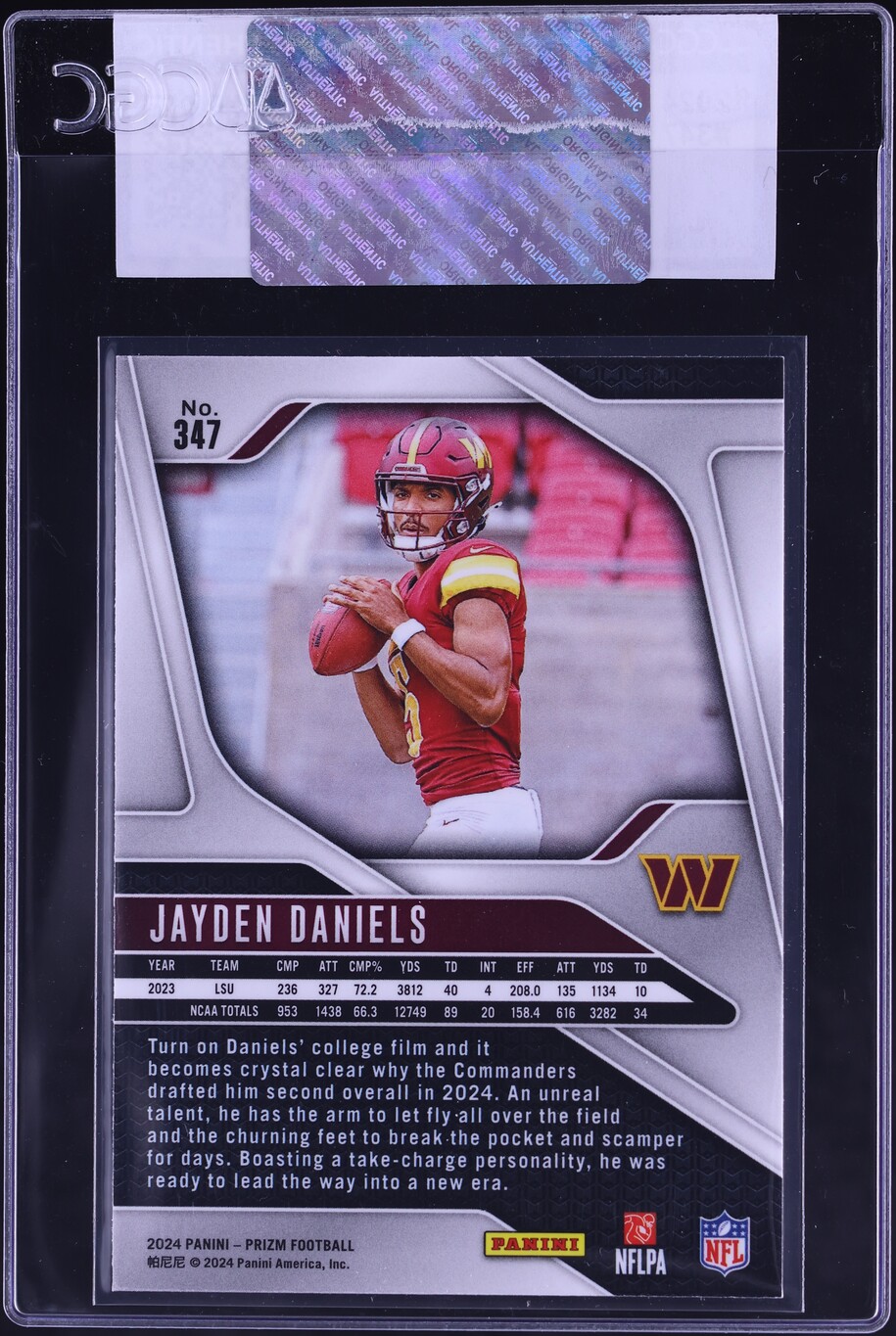 2024 Panini Prizm Jayden Daniels ROOKIE #347 CGC AUTH