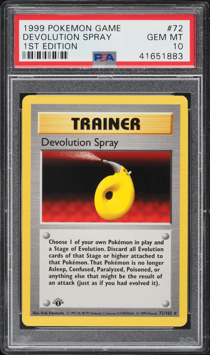 1999 Pokemon Base Set Shadowless 1st Edition Devolution Spray #72 PSA 10 GEM MINT