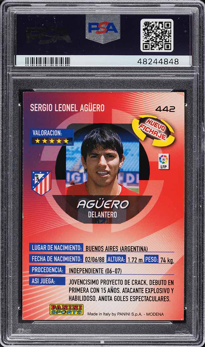2006 Panini Mega Cracks Sergio Aguero ROOKIE #442 PSA 7 NRMT