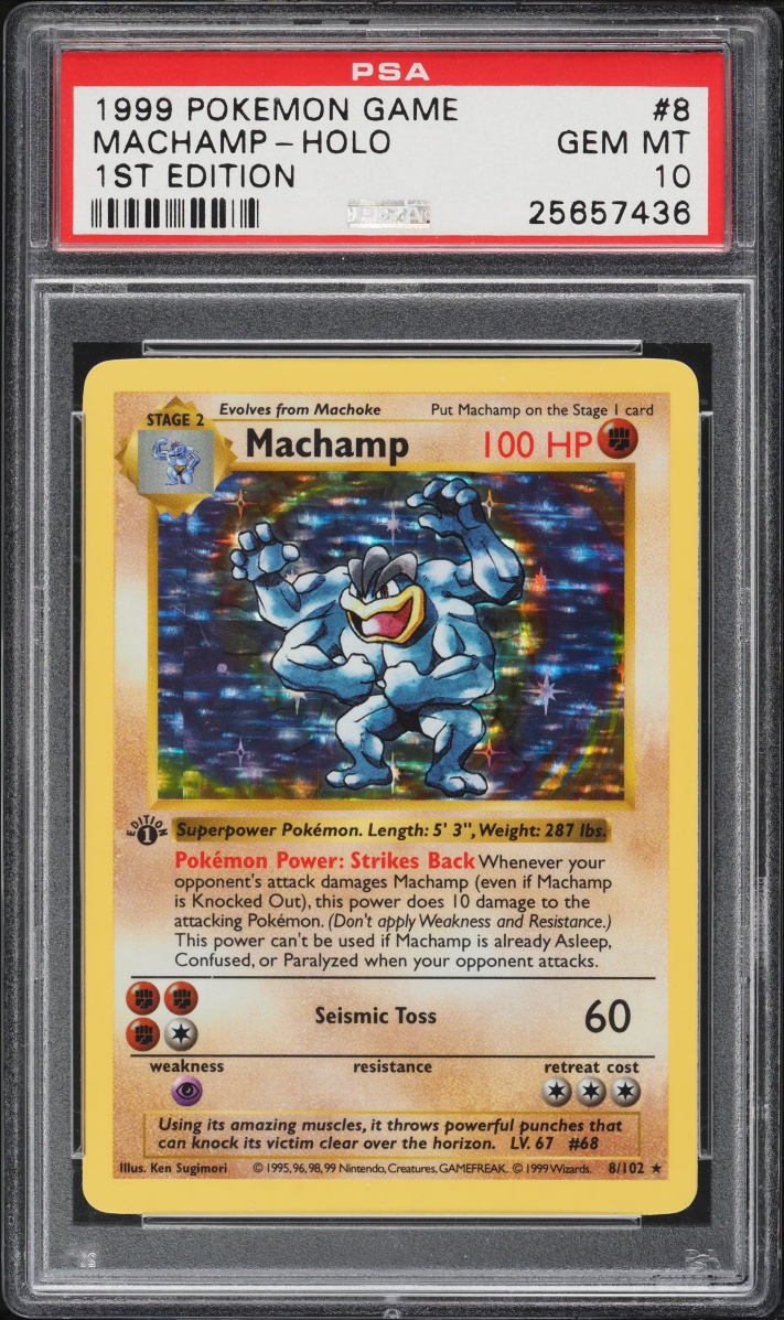 1999 Pokemon Base Set Shadowless 1st Edition Holo Machamp #8 PSA 10 GEM MINT