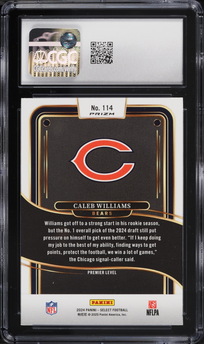 2024 Select Premier Level Red & Blue Shock Caleb Williams ROOKIE #114 CGC 9.5 MINT+