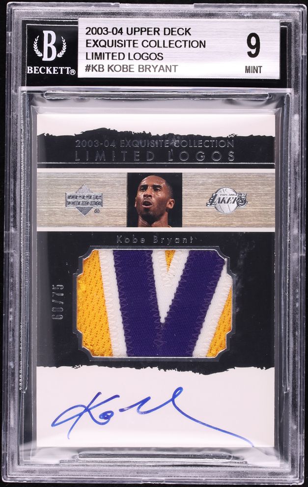 2003 Exquisite Collection Limited Logos Kobe Bryant PATCH AUTO /75 #LL-KB BGS 9 MINT