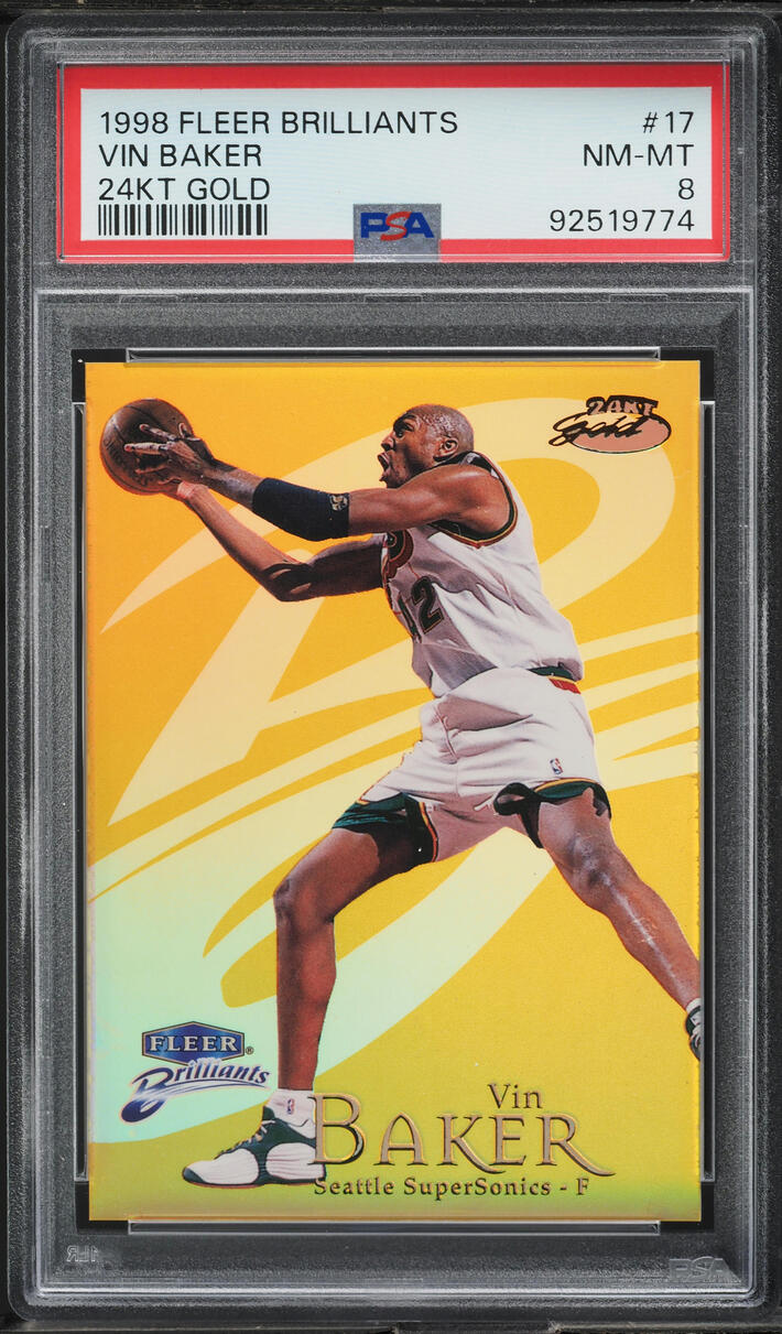1998 Fleer Brilliants 24kt Gold Vin Baker 1/24 #17 PSA 8 NM-MT