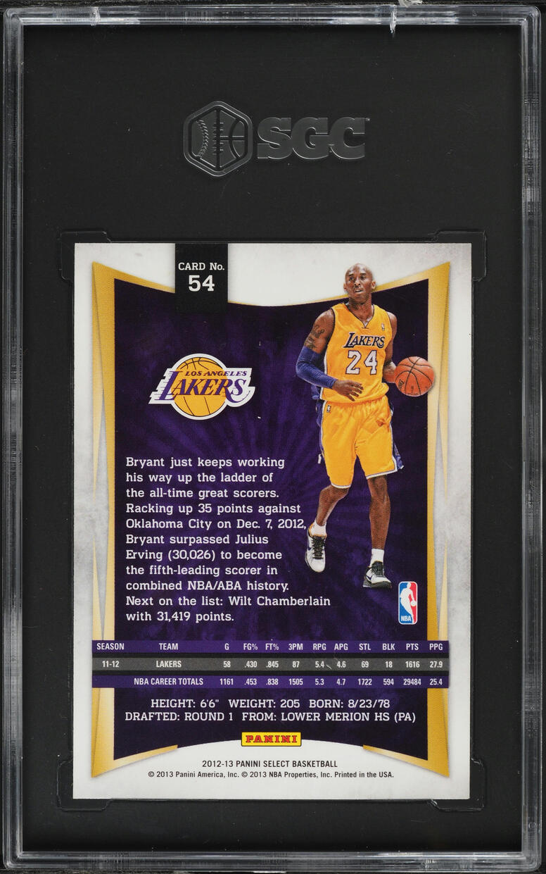 2012 Select Basketball Kobe Bryant #54 SGC 8.5 NM-MT+