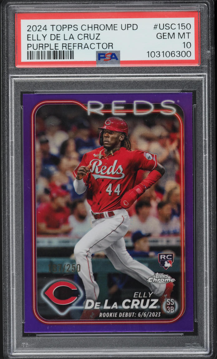 2024 Topps Chrome Update Purple Refractor Elly De La Cruz RC /250 #USC150 PSA 10