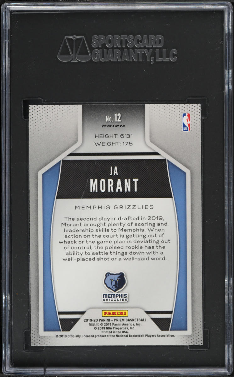 2019 Panini Prizm Instant Impact Silver Ja Morant ROOKIE #12 SGC 10 PRISTINE