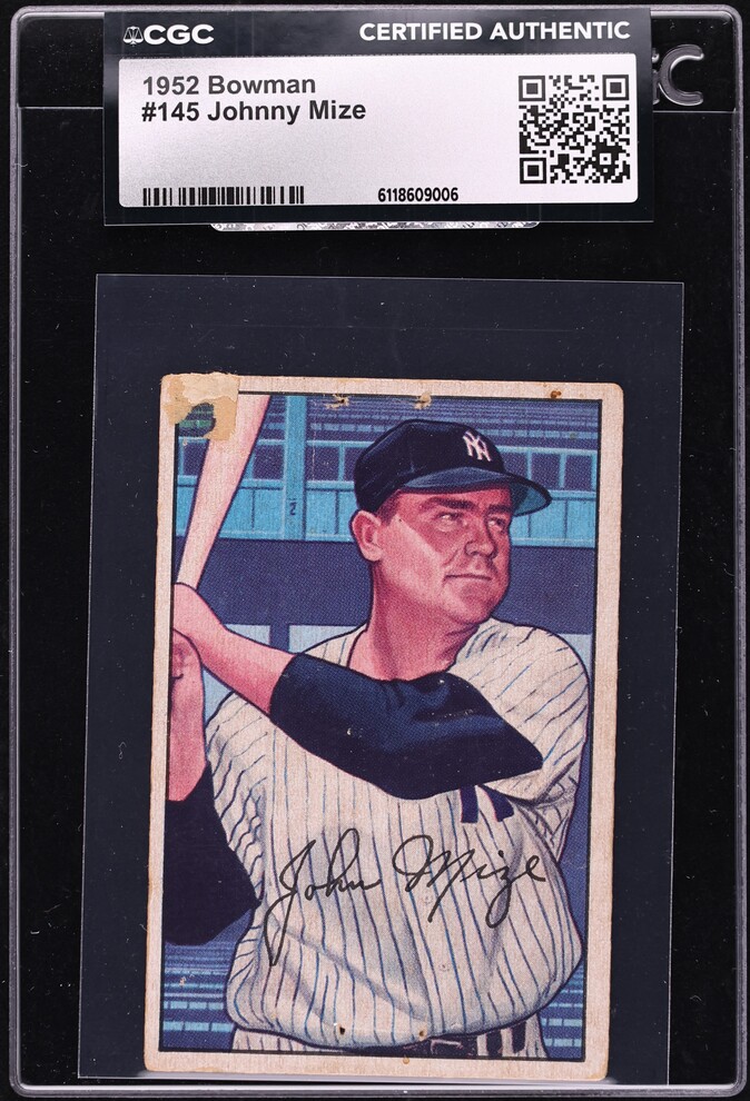 1952 Bowman Johnny Mize #145 CGC AUTH