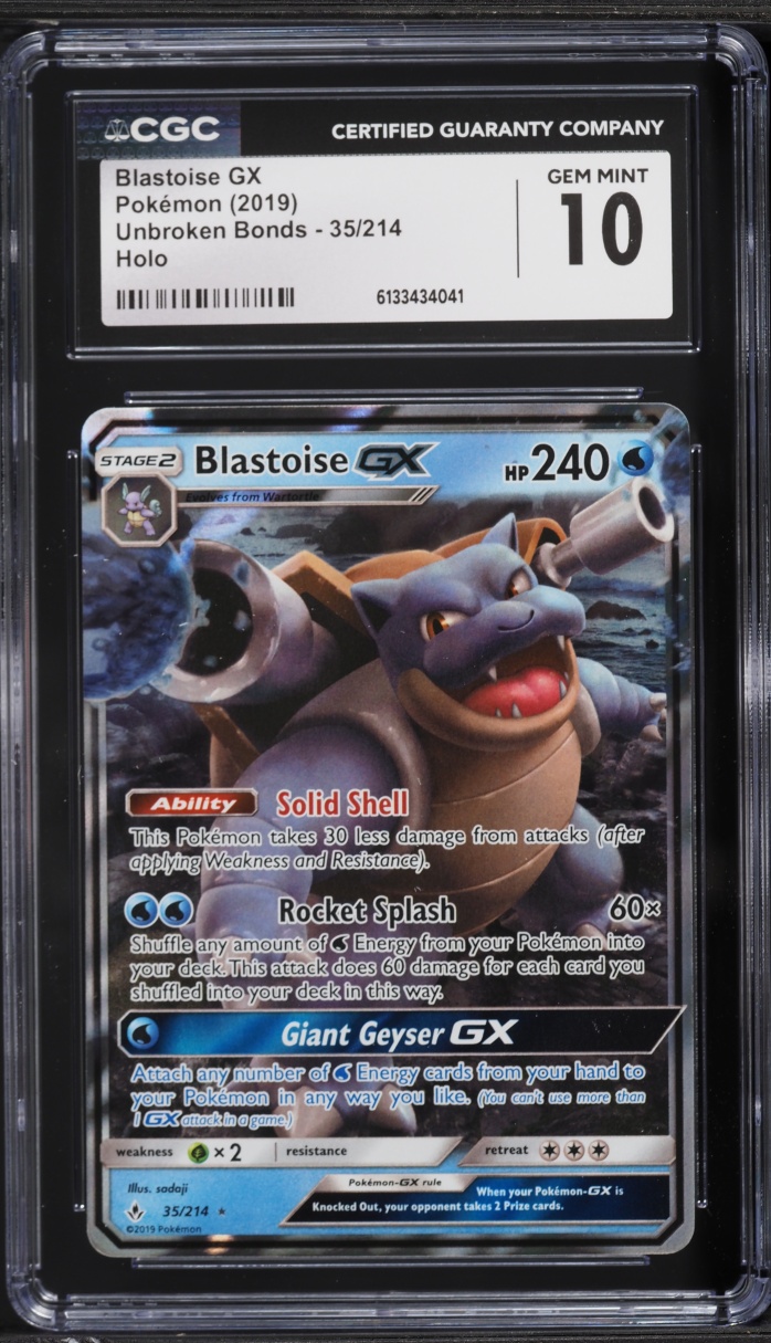 2019 Pokemon Sun & Moon Unbroken Bonds Blastoise GX #35 CGC 10 GEM MINT