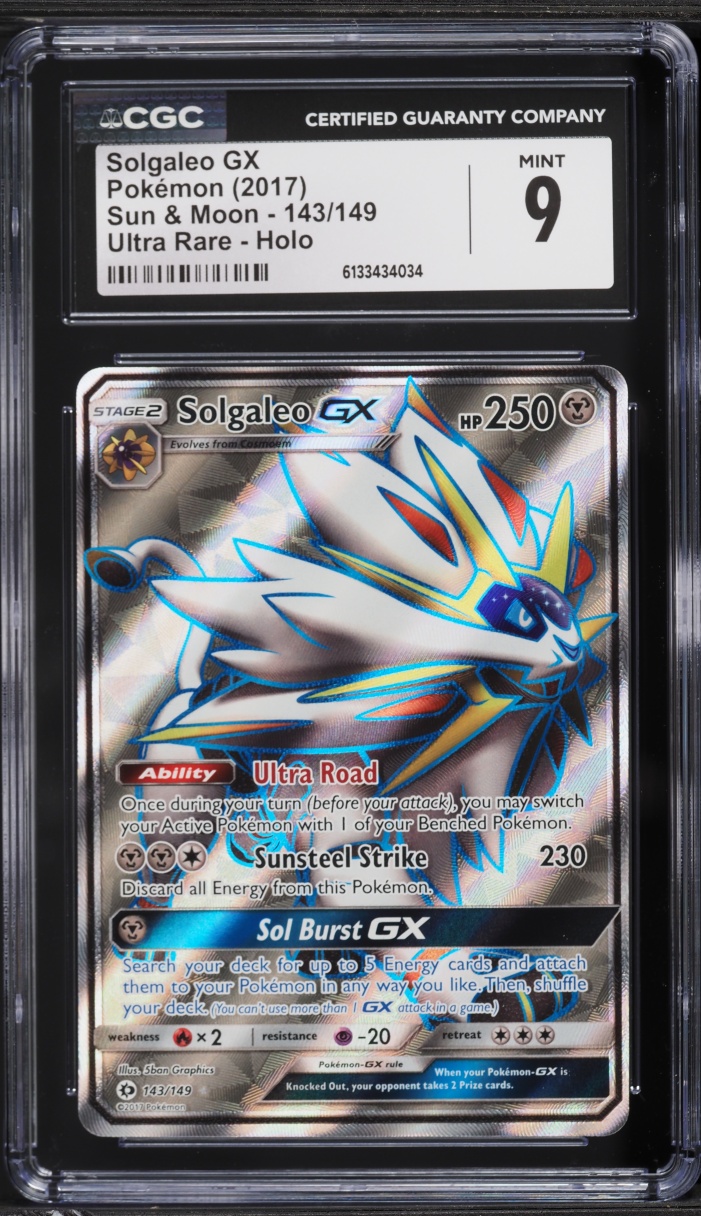 2017 Pokemon Sun & Moon Full Art Solgaleo GX #143 CGC 9 MINT