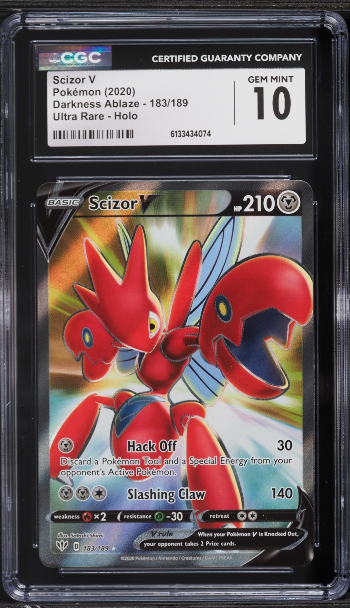 2020 Pokemon Sword & Shield Darkness Ablaze Full Art Scizor V #183 CGC 10 GEM MINT