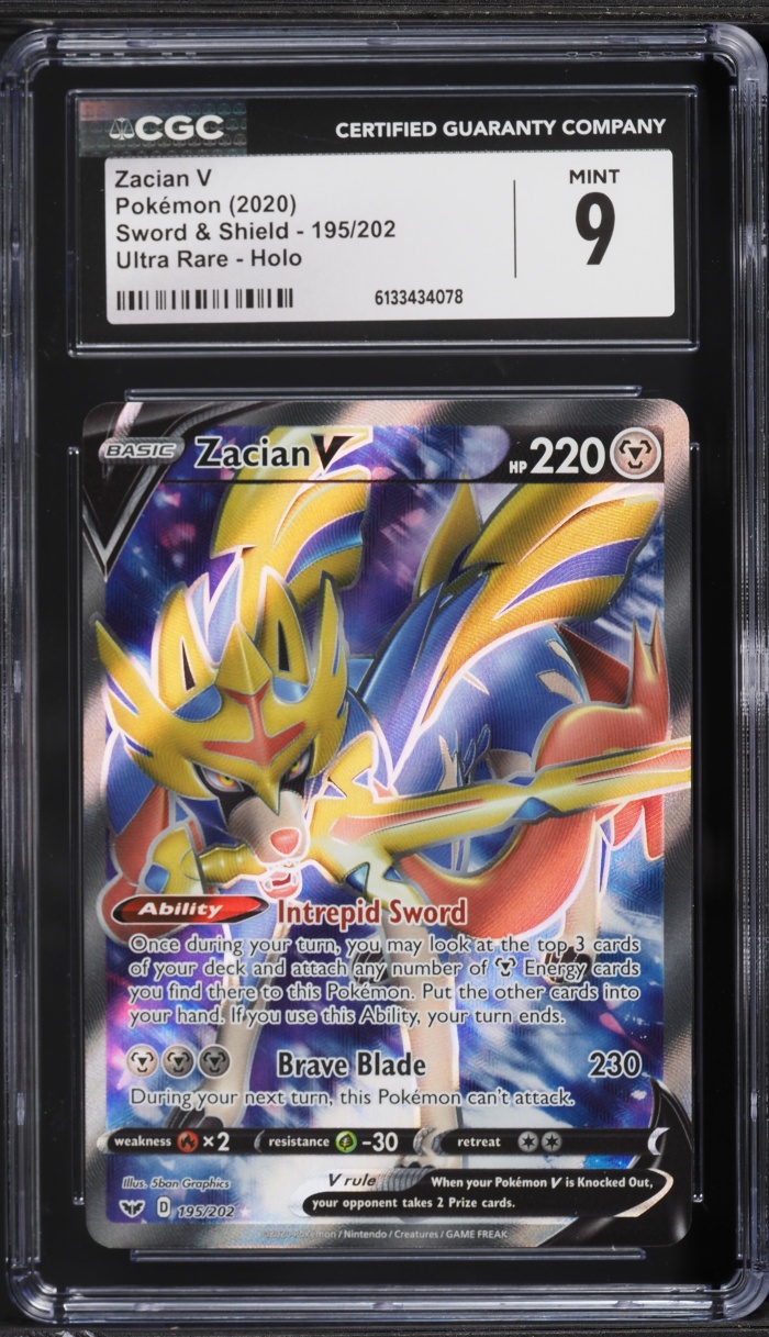 2020 Pokemon Sword & Shield Full Art Zacian V #195 CGC 9 MINT