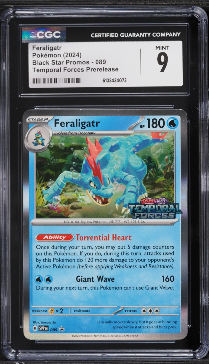 2024 Pokemon SV Black Star Promo Temporal Forces Prerelease Feraligatr #89 CGC 9 MINT
