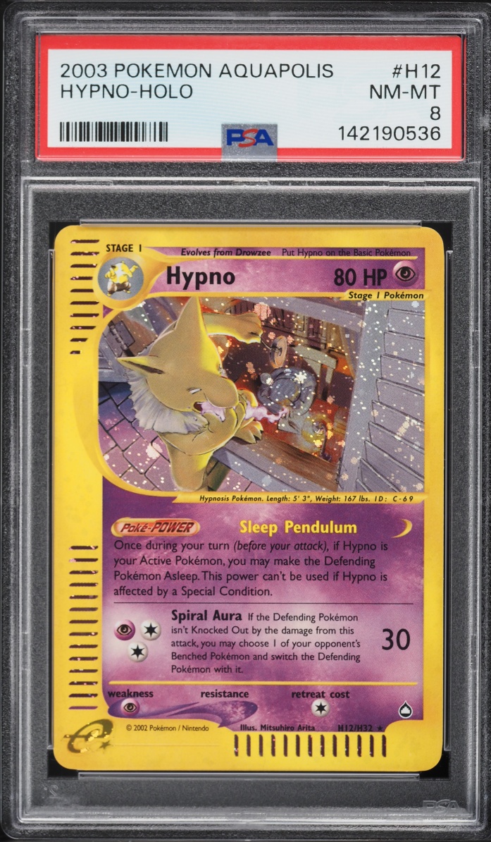2003 Pokemon Aquapolis Holo Hypno #H12 PSA 8 NM-MT