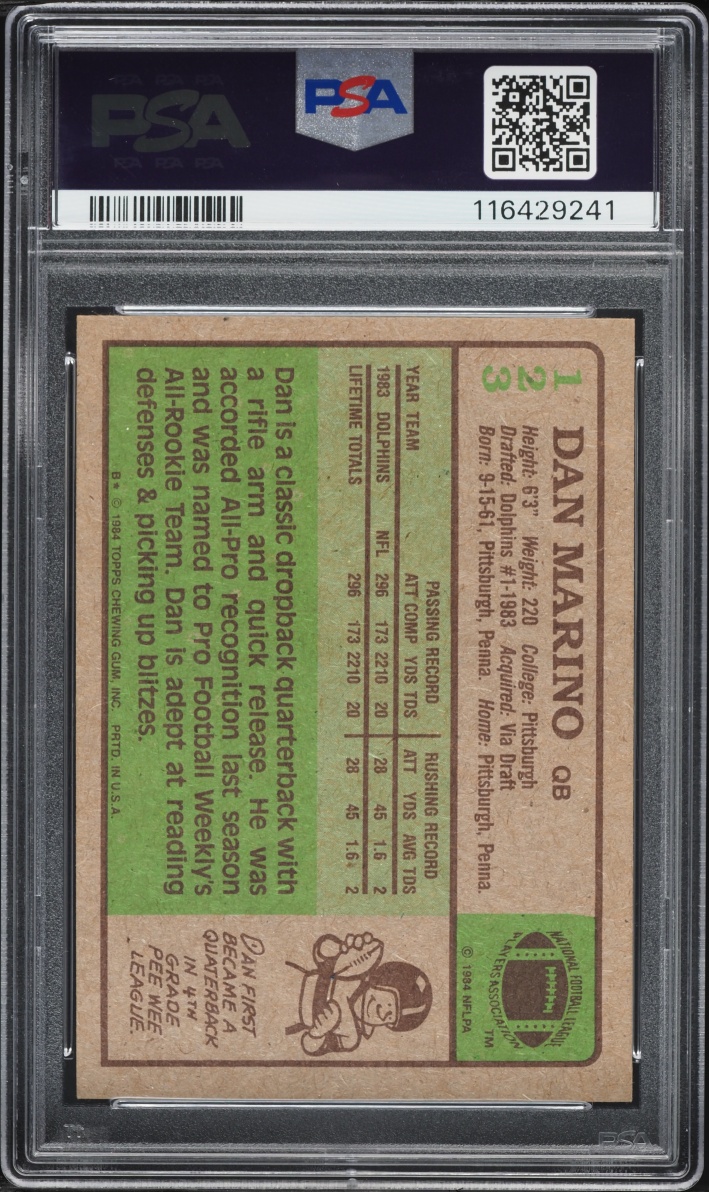 1984 Topps Football Dan Marino ROOKIE #123 PSA 9 MINT