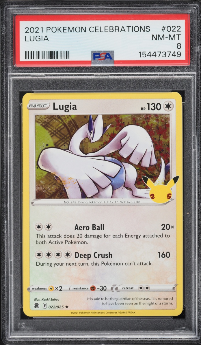 2021 Pokemon Sword & Shield Celebrations Holo Lugia #22 PSA 8 NM-MT